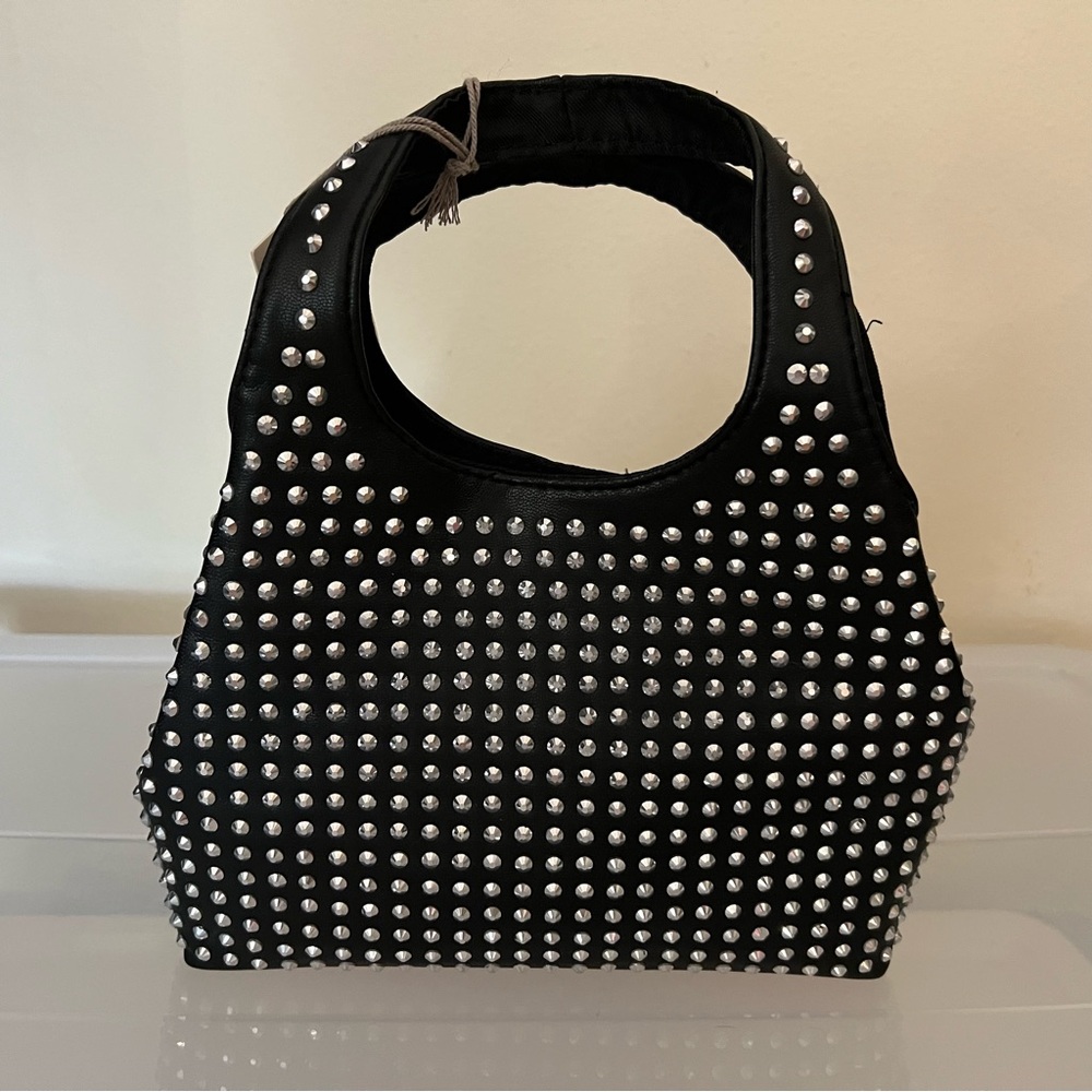 NWT a new day Black Studded Mini Party Tote Handbag